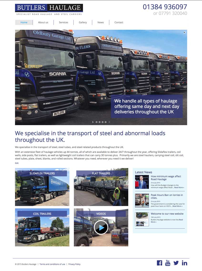 Butlers Haulage New Website