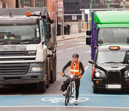 Cyclists with lorries
