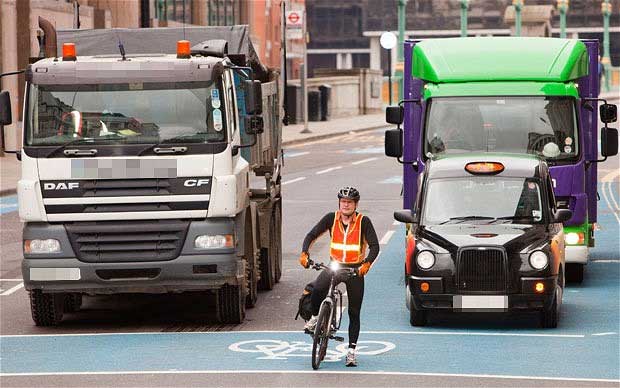 Cyclists with lorries